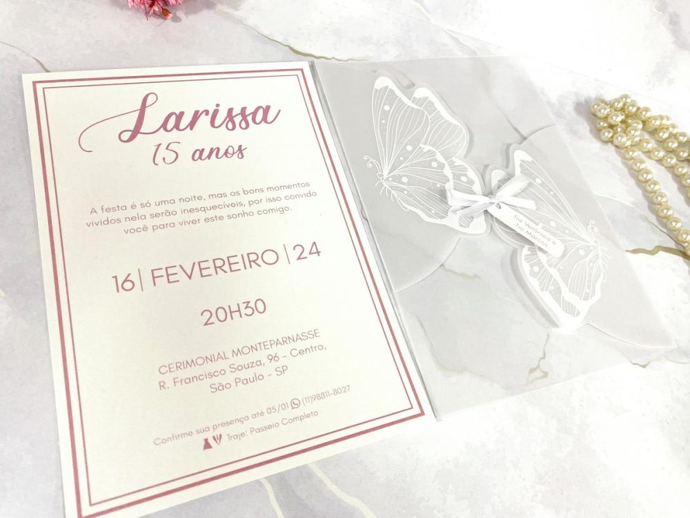 Convite 15 Anos Borboleta Branca