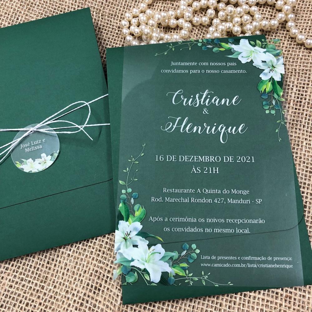 Convite Transparente Envelope Verde