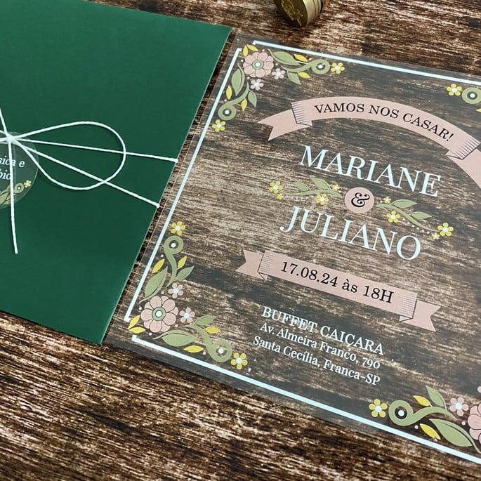 Convite de Casamento Vintage Transparente