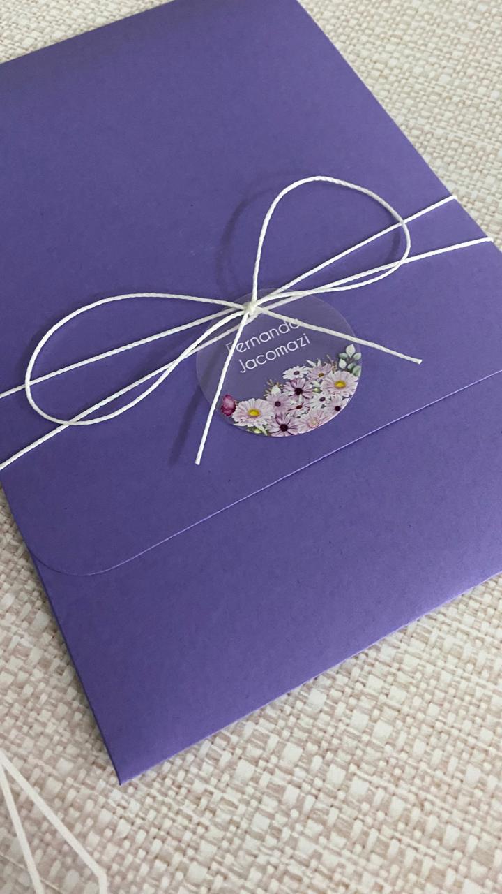 Convite 15 Anos Transparente Flores Lilás e Borboleta