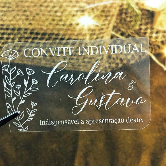 Convites Individuais Transparentes Impressão Branca - 50 un