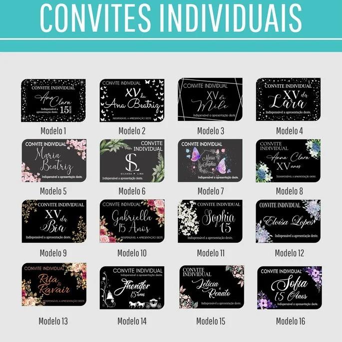 Convites Individuais Transparentes Impressão Branca - 50 un