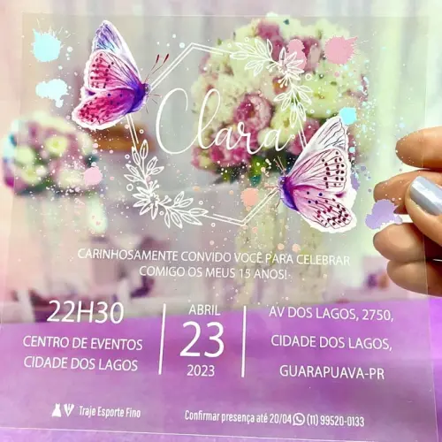 Convite Acetato Jardim Encantado das Borboletas