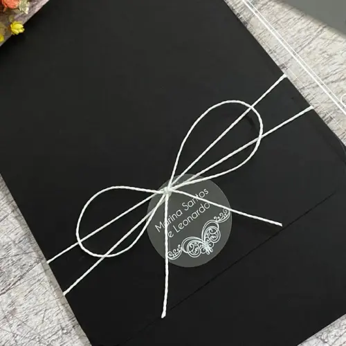 Convite 15 Anos Transparente Arabesco Envelope Preto