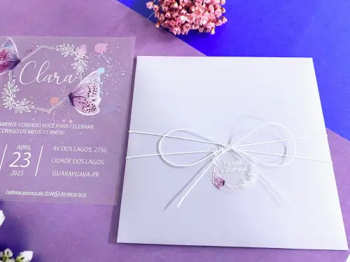 Convite Acetato Jardim Encantado das Borboletas