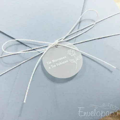 Convite de Casamento Azul Serenity com Vegetal em