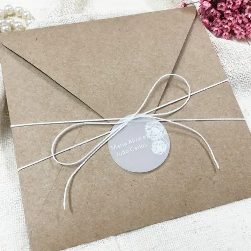 Convite Vegetal em Branco Envelope Kraft Dente de Leão