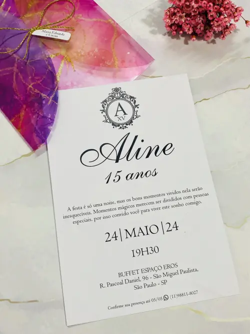 Convite 15 Anos Tie-Dye Luva Transparente