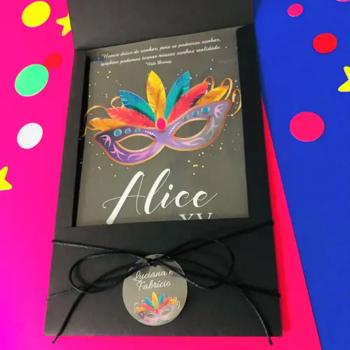 Convite Transparente Debutante Baile de Máscaras