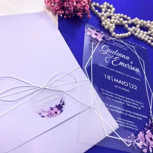 Convite Transparente Envelope Lilás
