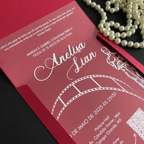 Convite Transparente 15 Anos Oscar