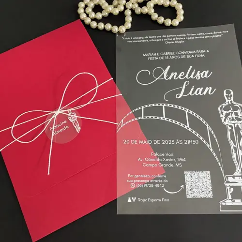 Convite Transparente 15 Anos Oscar