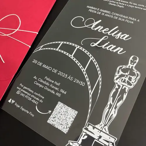 Convite Transparente 15 Anos Oscar