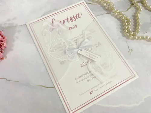 Convite 15 Anos Borboleta Branca