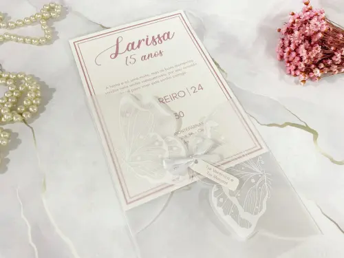 Convite 15 Anos Borboleta Branca