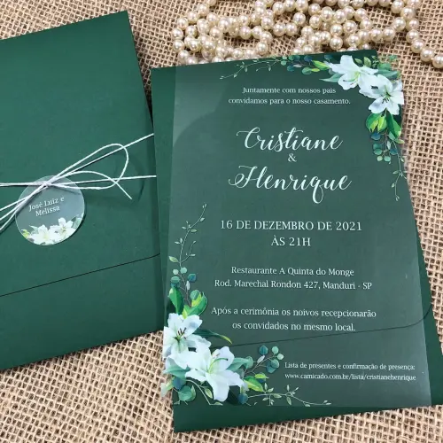 Convite Transparente Envelope Verde