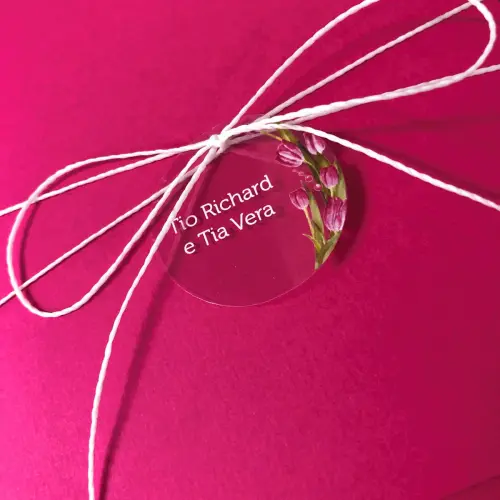 Convite Transparente 15 Anos Tulipas Envelope Pink Fucsia