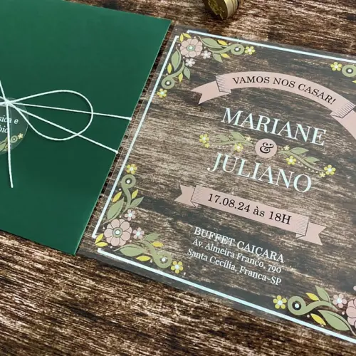 Convite de Casamento Vintage Transparente