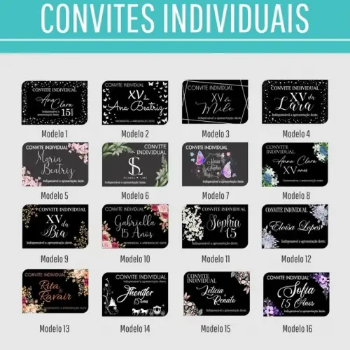 Convites Individuais Transparentes Impressão Branca - 50 un