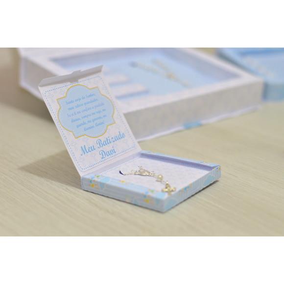 05 Lembrancinha de Batizado - Caixa com Mini Terço