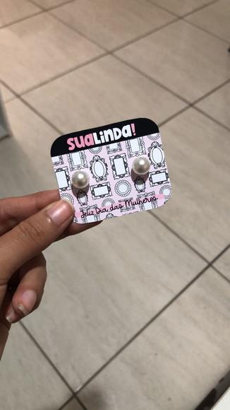 10 Brincos Pérola com Card Dia das Mulheres