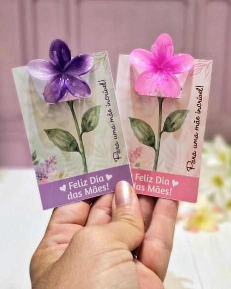 10 Cards com Mini Presilha Flor