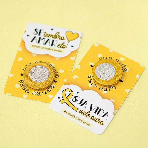 100 Card Moeda de Chocolate Setembro Amarelo
