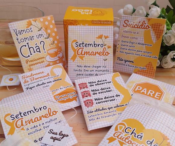 100 Envelopes com Chá Setembro Amarelo Personalizado