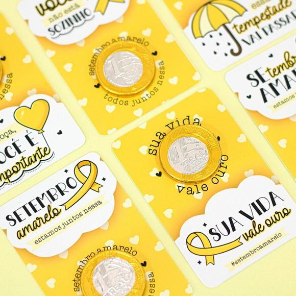 100 Card Moeda de Chocolate Setembro Amarelo