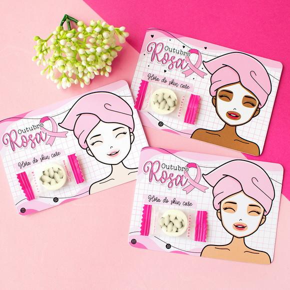 20 Card com Máscara Facial Comprimido Outubro Rosa