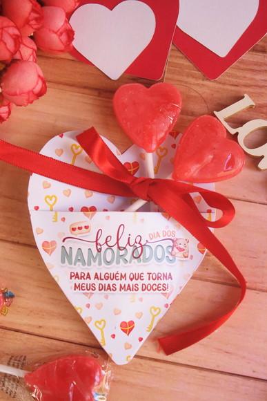 30 Card Pirulito Formato Coração