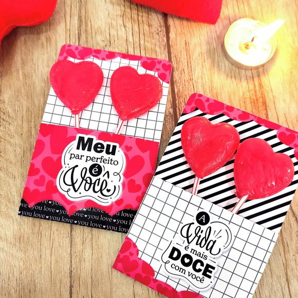 30 Cards com 2 Pirulitos Dia dos Namorados