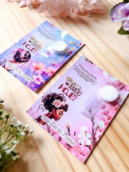 50 Cards com Toalha Comprimida Especial Dia das Mulheres