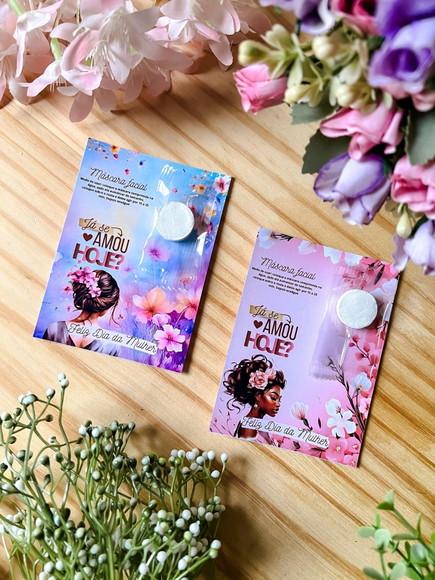 50 Cards com Toalha Comprimida Especial Dia das Mulheres