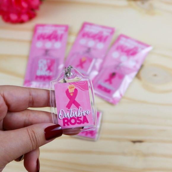50 Chaveiros Acrílico Outubro Rosa