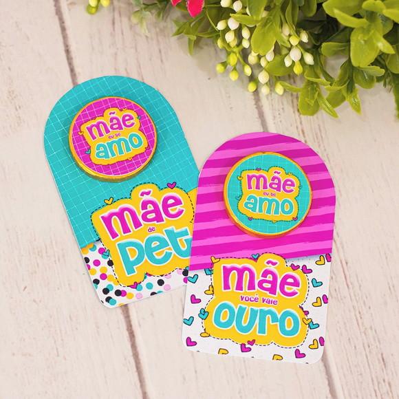 50 Lembrancinhas Card com Moeda de Chocolate Dia das Mães