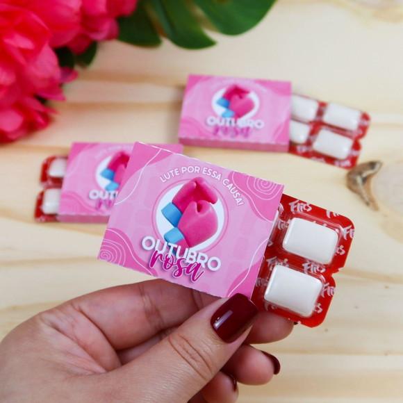 70 Cards com Chicletes Outubro Rosa