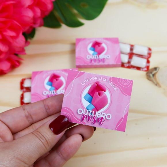 70 Cards com Chicletes Outubro Rosa