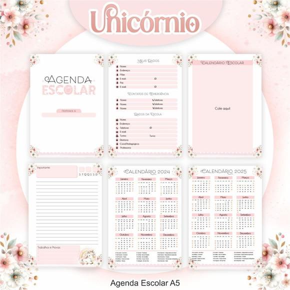 Agenda Escolar Personalizada Unicórnio 2024