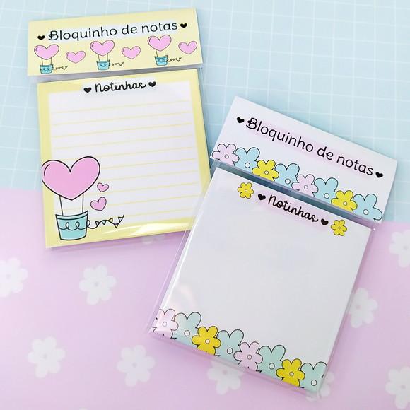 Trio de Bloquinhos de Anotações Cute/fofa