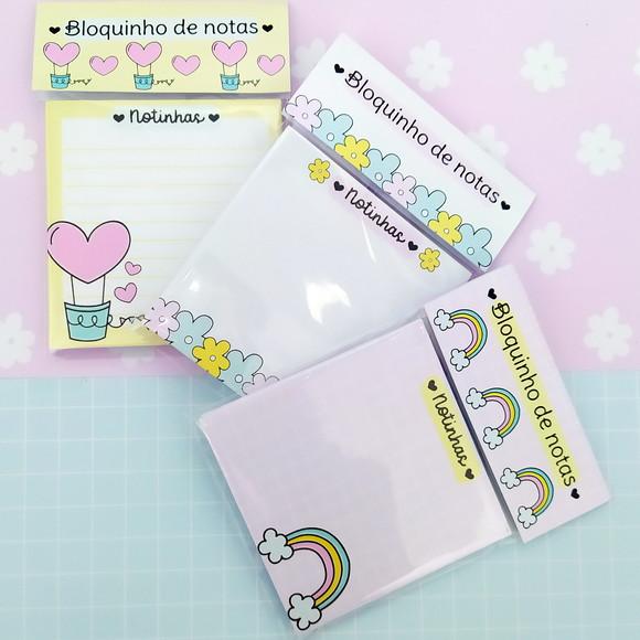 Trio de Bloquinhos de Anotações Cute/fofa