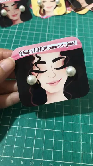 10 Brincos Pérola com Card Dia das Mulheres