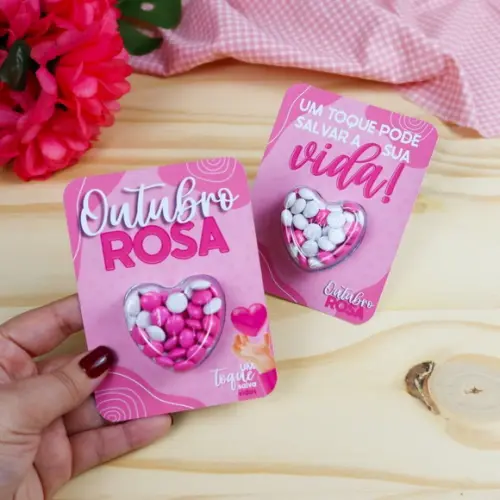 10 Cards com Confete Outubro Rosa
