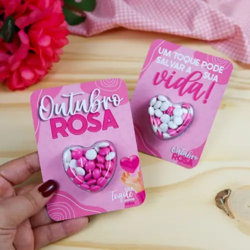 10 Cards com Confete Outubro Rosa