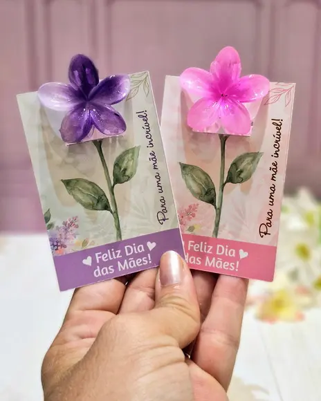 10 Cards com Mini Presilha Flor