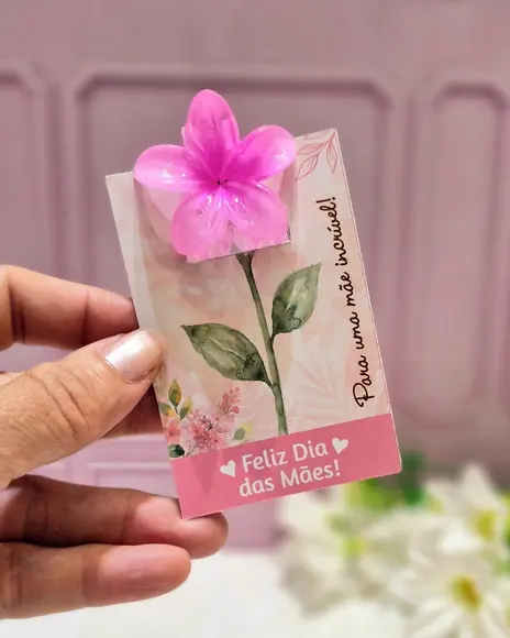 10 Cards com Mini Presilha Flor
