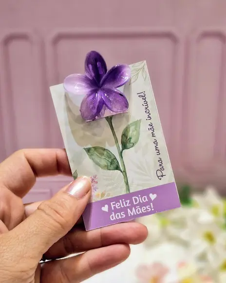 10 Cards com Mini Presilha Flor