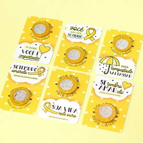100 Card Moeda de Chocolate Setembro Amarelo