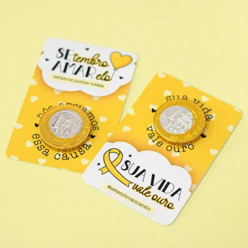 100 Card Moeda de Chocolate Setembro Amarelo