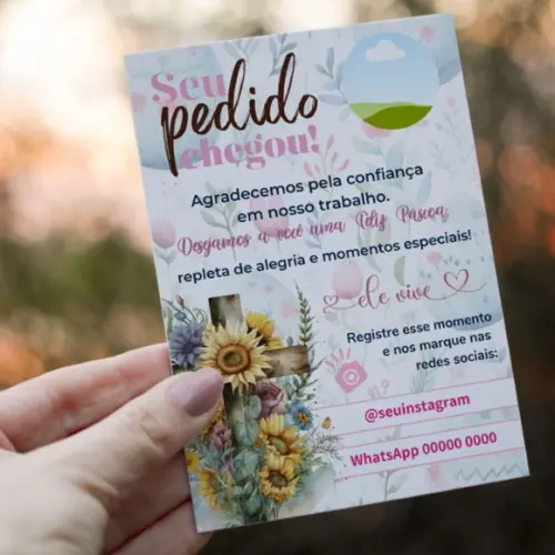 100 Folheto de Agradecimento Páscoa